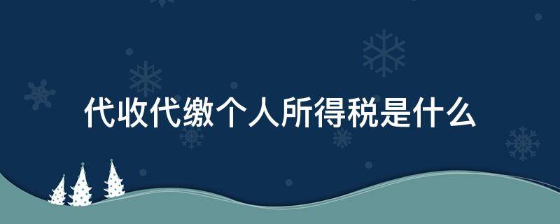 代收代缴个人所得税是什么（什么是代扣代缴个人所得税）