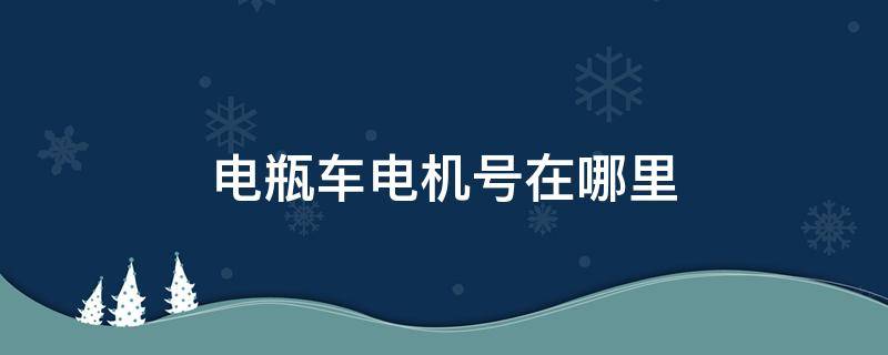 电瓶车电机号在哪里 电瓶车电机号在哪里找