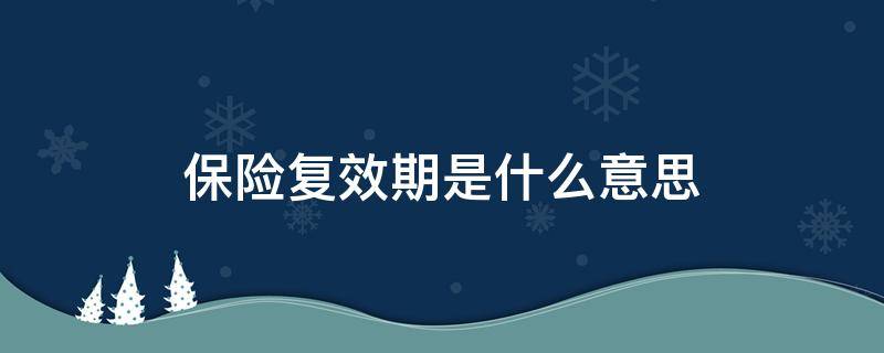 保险复效期是什么意思 保险合同里的复效期是什么意思