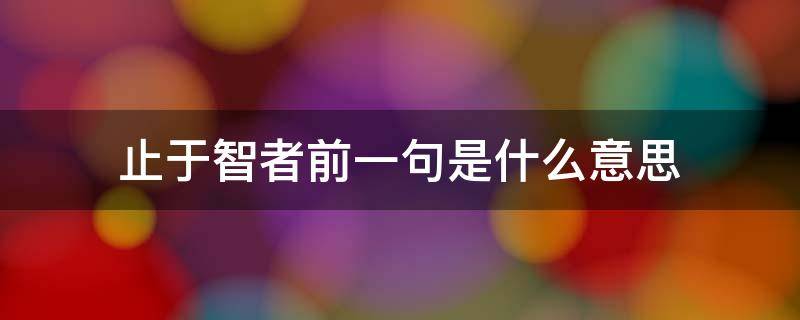 止于智者前一句是什么意思 有句话叫什么止于智者