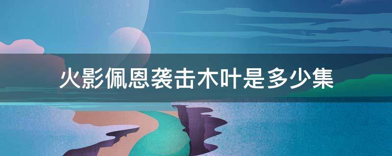 火影佩恩袭击木叶是多少集 佩恩袭击木叶是哪一集到哪一集