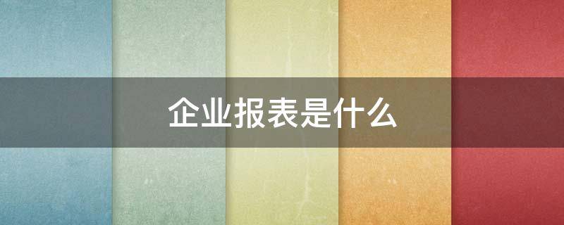 企业报表是什么（企业年报表指的是什么表）