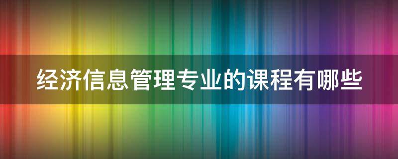 经济信息管理专业的课程有哪些 经济信息管理专业的课程有哪些内容