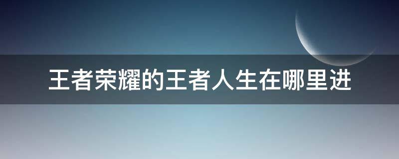 王者荣耀的王者人生在哪里进（王者人生在哪里打开）