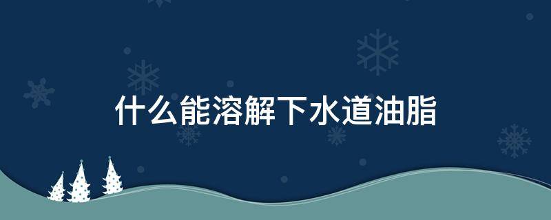 什么能溶解下水道油脂 什么可以溶解下水道油脂