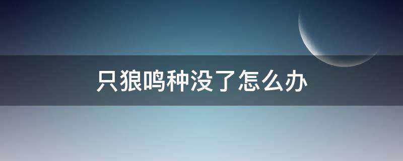 只狼鸣种没了怎么办 只狼鸣种用完了怎么办