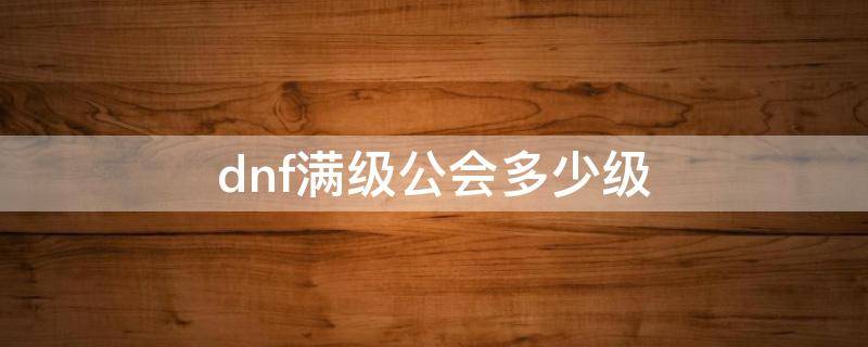 dnf满级公会多少级（dnf公会满级是多少）