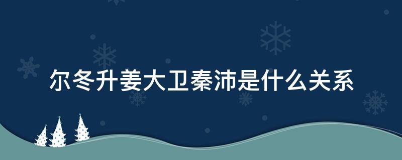 尔冬升姜大卫秦沛是什么关系（尔冬升和姜大卫还有秦沛关系）