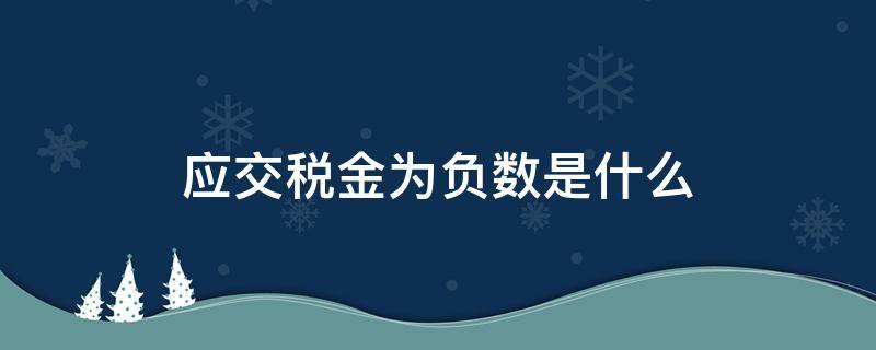 应交税金为负数是什么（应交税金是负数什么意思）