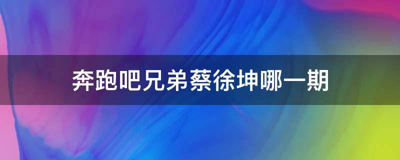 奔跑吧兄弟蔡徐坤哪一期（奔跑吧兄弟蔡徐坤哪一期加入的）