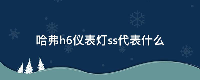 哈弗h6仪表灯ss代表什么 哈弗h6仪表显示ss