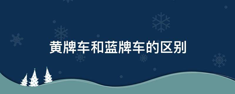 黄牌车和蓝牌车的区别（电动两轮车黄牌车和蓝牌车的区别）