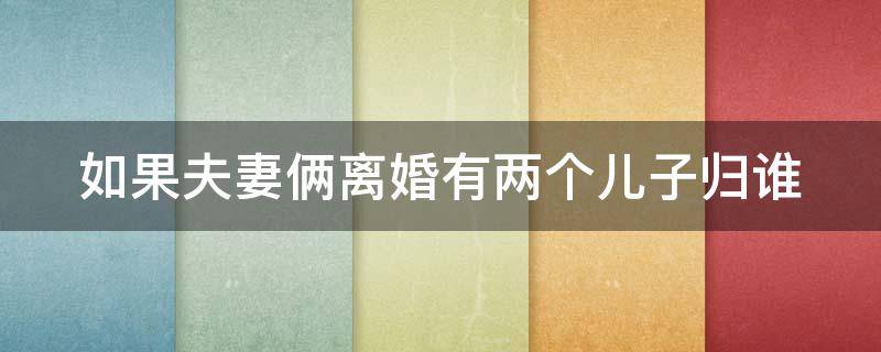 如果夫妻俩离婚有两个儿子归谁 如果夫妻俩离婚有两个儿子归谁管