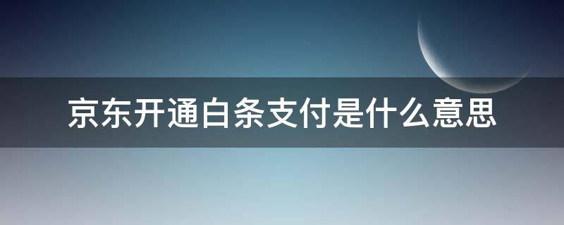 京东开通白条支付是什么意思 京东开通白条支付有风险吗