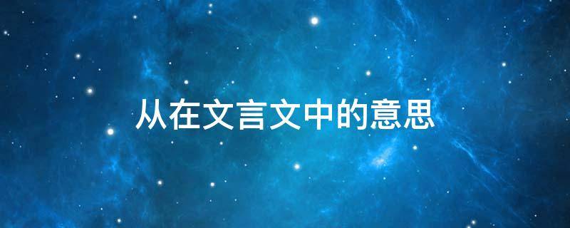 从在文言文中的意思 群从的从在文言文中的意思