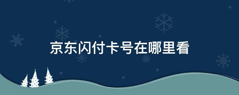 京东闪付卡号在哪里看 京东闪付卡卡号在哪看