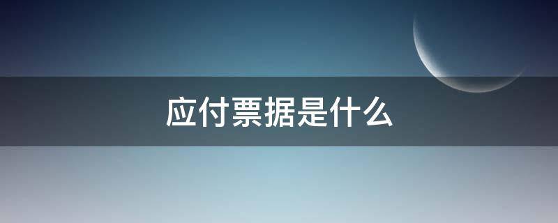 应付票据是什么 应付票据是什么汇票