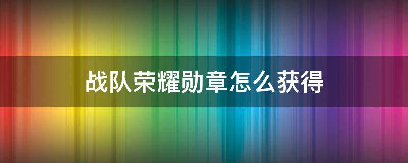 战队荣耀勋章怎么获得 王者荣耀的战队荣誉勋章怎么获得