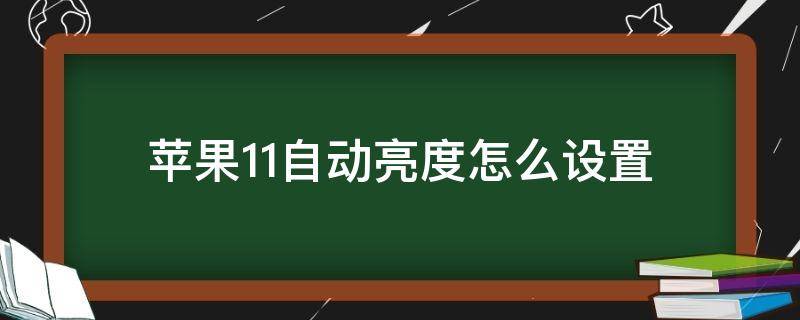 苹果11自动亮度怎么设置（苹果11哪里设置自动亮度）