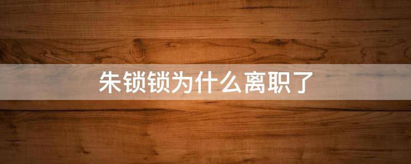 朱锁锁为什么离职了（朱锁锁为什么被开除）