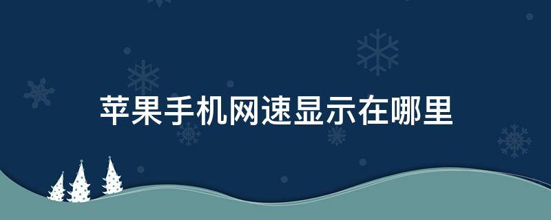 苹果手机网速显示在哪里（苹果手机网速显示在哪里设置）