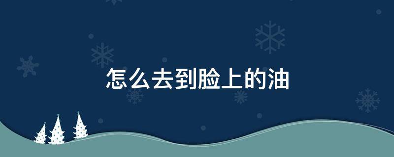 怎么去到脸上的油（怎么把脸上的油去除）