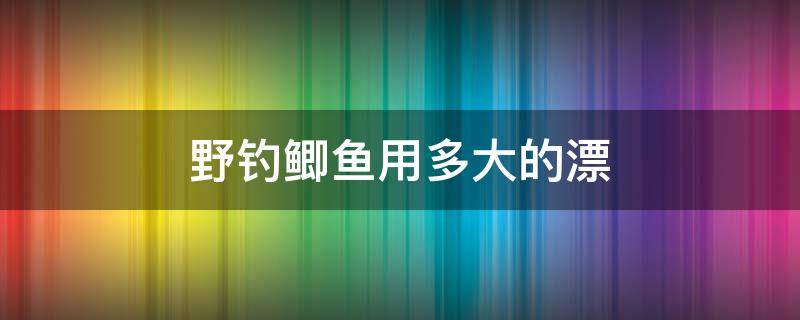 野钓鲫鱼用多大的漂（野钓鲫鱼用多大的漂好）
