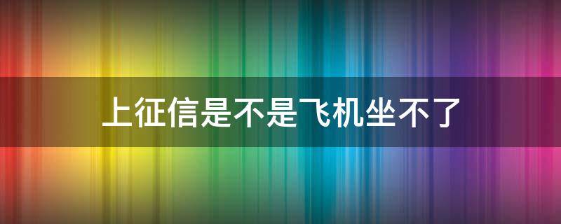 上征信是不是飞机坐不了（征信有问题飞机能坐吗）