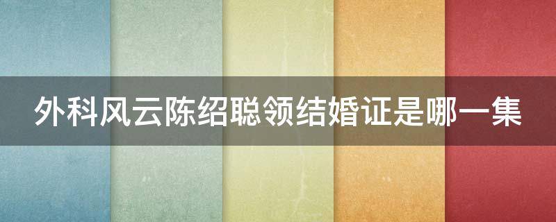 外科风云陈绍聪领结婚证是哪一集 外科风云中陈绍聪领结婚证是哪一集