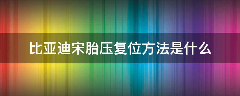 比亚迪宋胎压复位方法是什么 比亚迪宋经典胎压复位方法