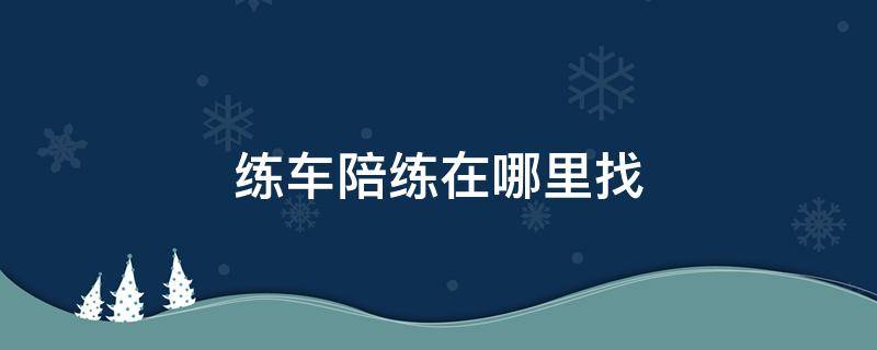 练车陪练在哪里找 武汉练车陪练在哪里找