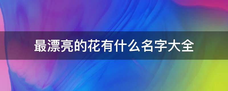 最漂亮的花有什么名字大全（十大最漂亮的花名）