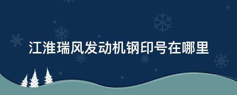 江淮瑞风发动机钢印号在哪里（江淮瑞风发动机钢印号在哪个位置）