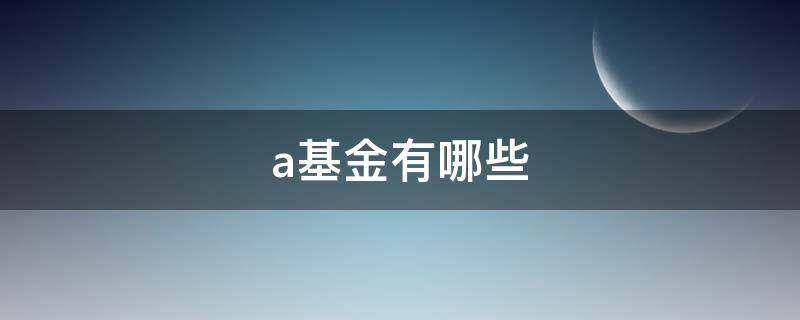 a基金有哪些（a类基金有哪些）