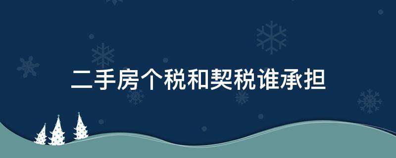 二手房个税和契税谁承担 买二手房契税和个税都由买方承担吗