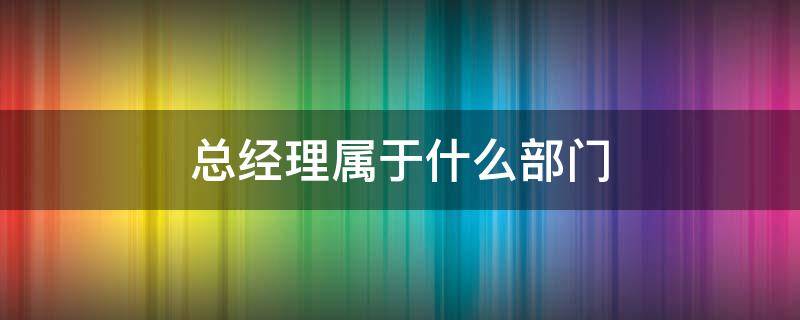 总经理属于什么部门（总经理属于什么部门职务）