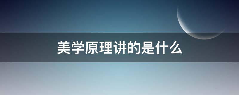 美学原理讲的是什么（美学的原理有哪些）