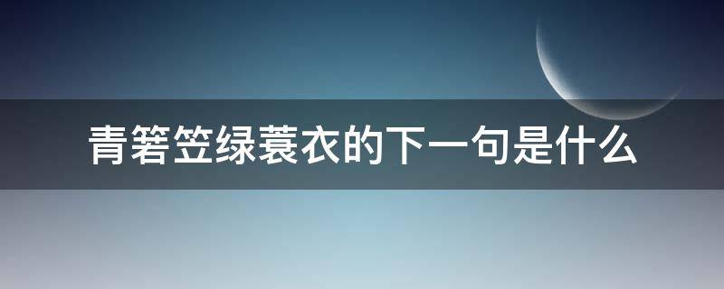 青箬笠绿蓑衣的下一句是什么（青箬笠绿蓑衣的下一句是啥）