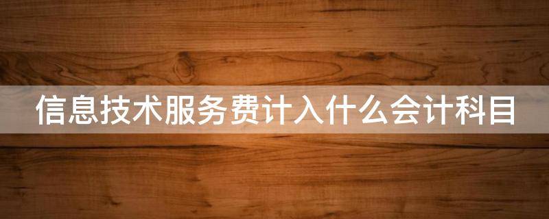 信息技术服务费计入什么会计科目 信息技术服务费计入什么会计科目明细