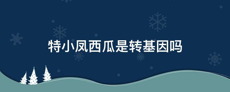 特小凤西瓜是转基因吗 特小凤西瓜是转基因吗知乎