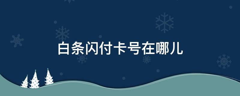 白条闪付卡号在哪儿 白条闪付卡卡号怎么看