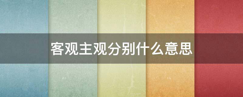 客观主观分别什么意思 客观主观分别什么意思护理
