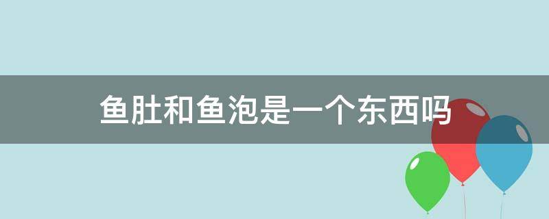 鱼肚和鱼泡是一个东西吗（鱼肚就是鱼泡泡吗）
