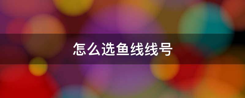 怎么选鱼线线号（鱼线一般用多大线号）