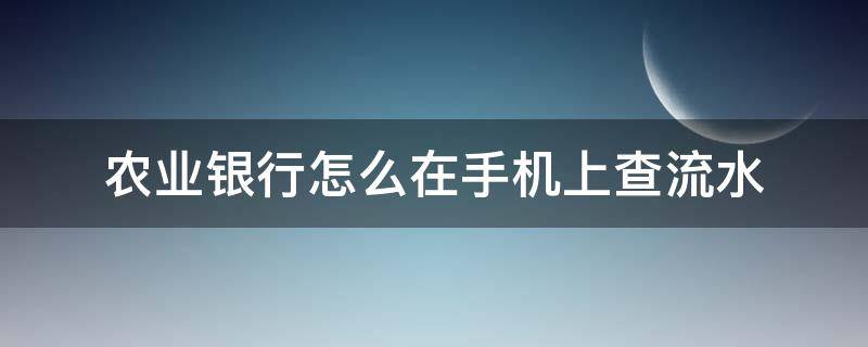 农业银行怎么在手机上查流水 农业银行怎样在手机上查流水