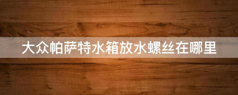 大众帕萨特水箱放水螺丝在哪里 大众帕萨特水箱放水螺丝在哪里啊