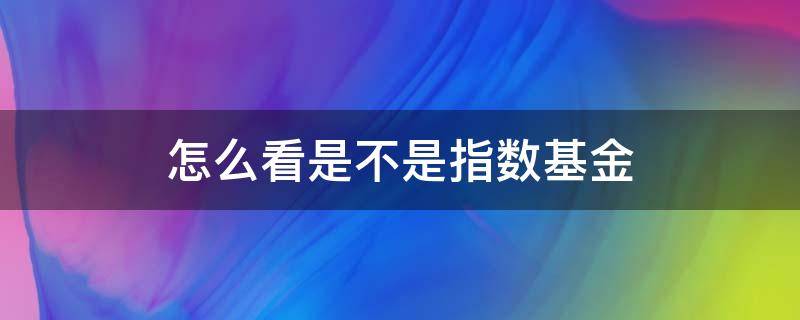 怎么看是不是指数基金 怎么看哪个基金是指数基金