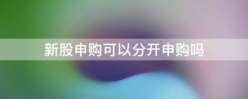 新股申购可以分开申购吗（申购新股可以分批申购吗）