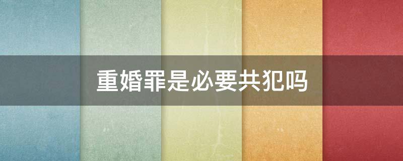 重婚罪是必要共犯吗 重婚罪是什么犯