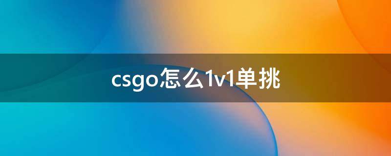 csgo怎么1v1单挑（csgo怎么1v1单挑去掉人机）